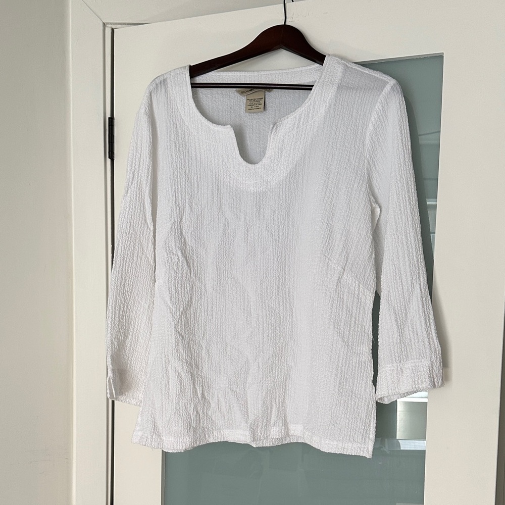 Exofficio White Textured Blouse